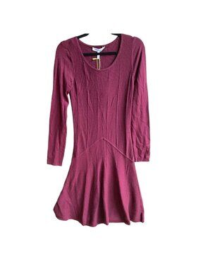 BCBGeneration Size M NEW Burgundy Long Sleeve Skater Sweater Dress